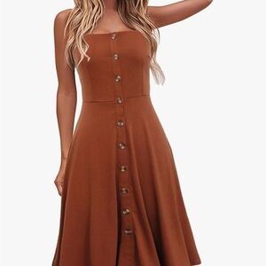 Elegant Brown Button-Down Dress Size Small